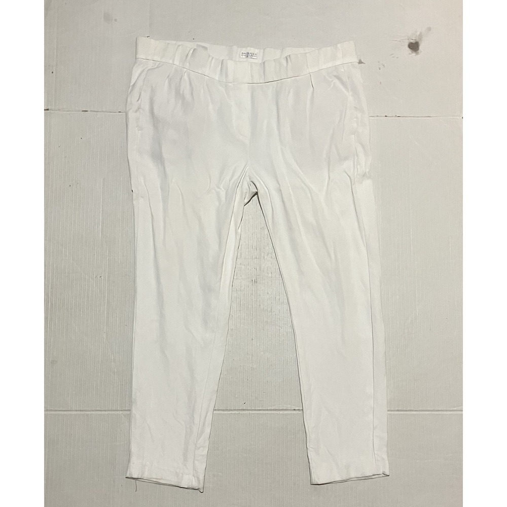 Brunello Cucinelli Linen Blend Pants Women's Size 10 X 25 Tapered White *READ*